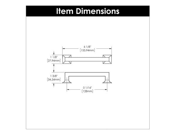 Studio Pull 5-1/16 Inch (128mm) Center to Center Stainless Steel
