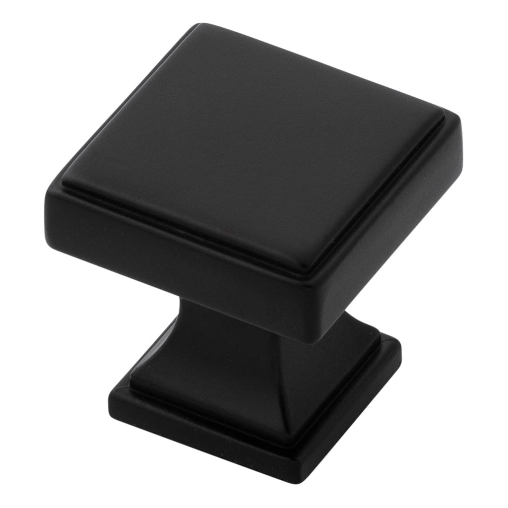 Brownstone Knob 1-1/8 Inch Square Matte Black Finish