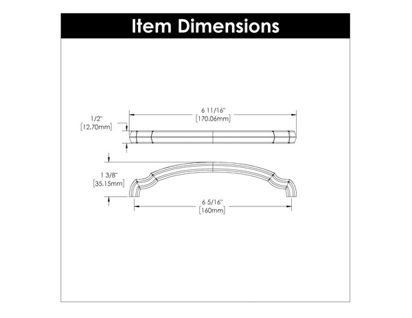 Veranda Pull 6-5/16 Inch (160mm) Center to Center Brushed Golden Brass