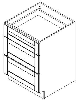 Platinum Grey Shaker 24 in. 3-Drawer Base Cabinet