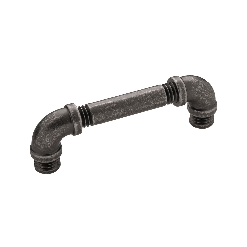 Pipeline Pull 3-3/4 Inch (96mm) Center to Center Black Nickel Vibed