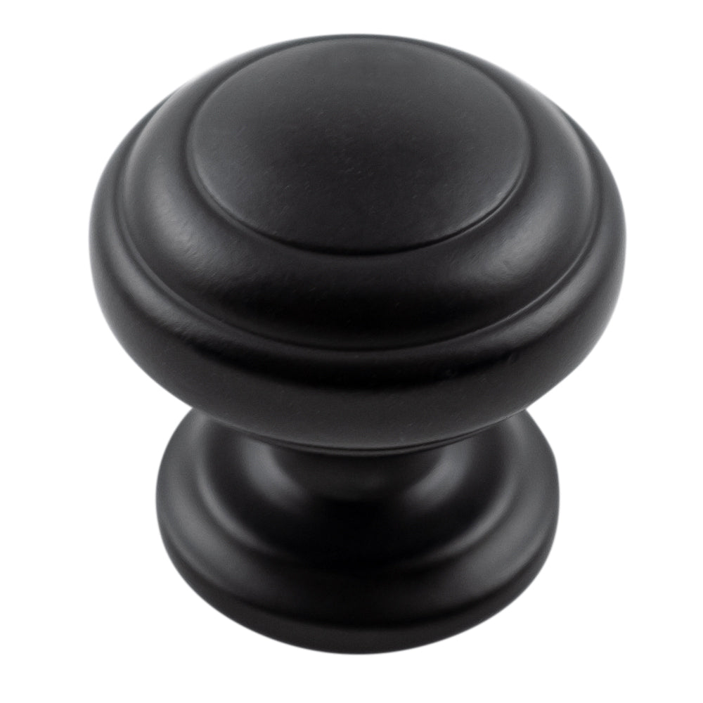 Zephyr Knob 1-1/4 Inch Diameter Matte Black Finish