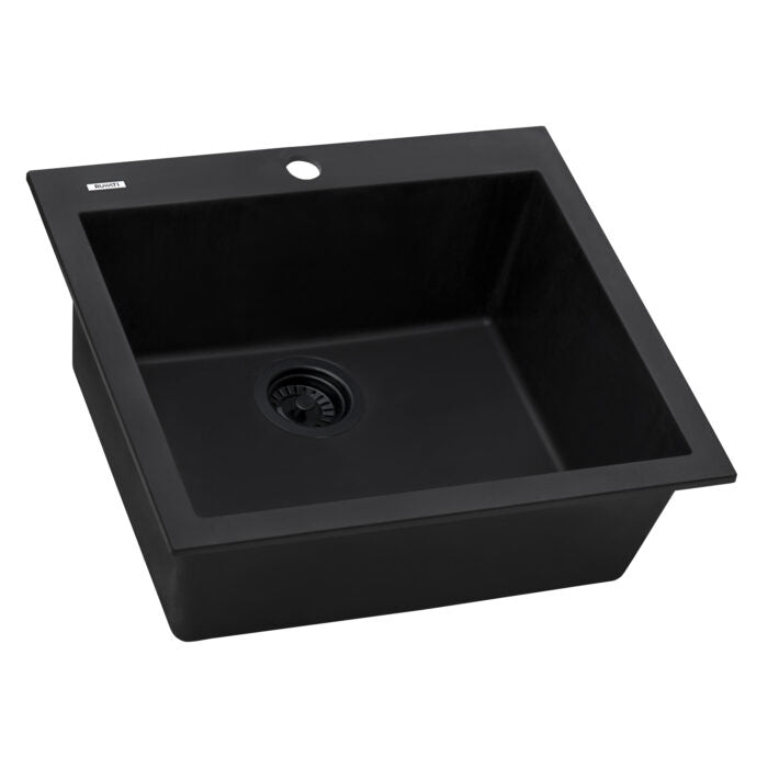 Granite Topmount 22x20 Single Basin Sink Midnight Black