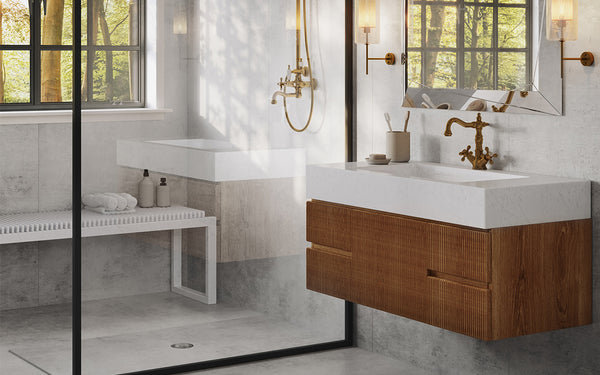 Corsica Gold Rio Blanco Floating Vanity
