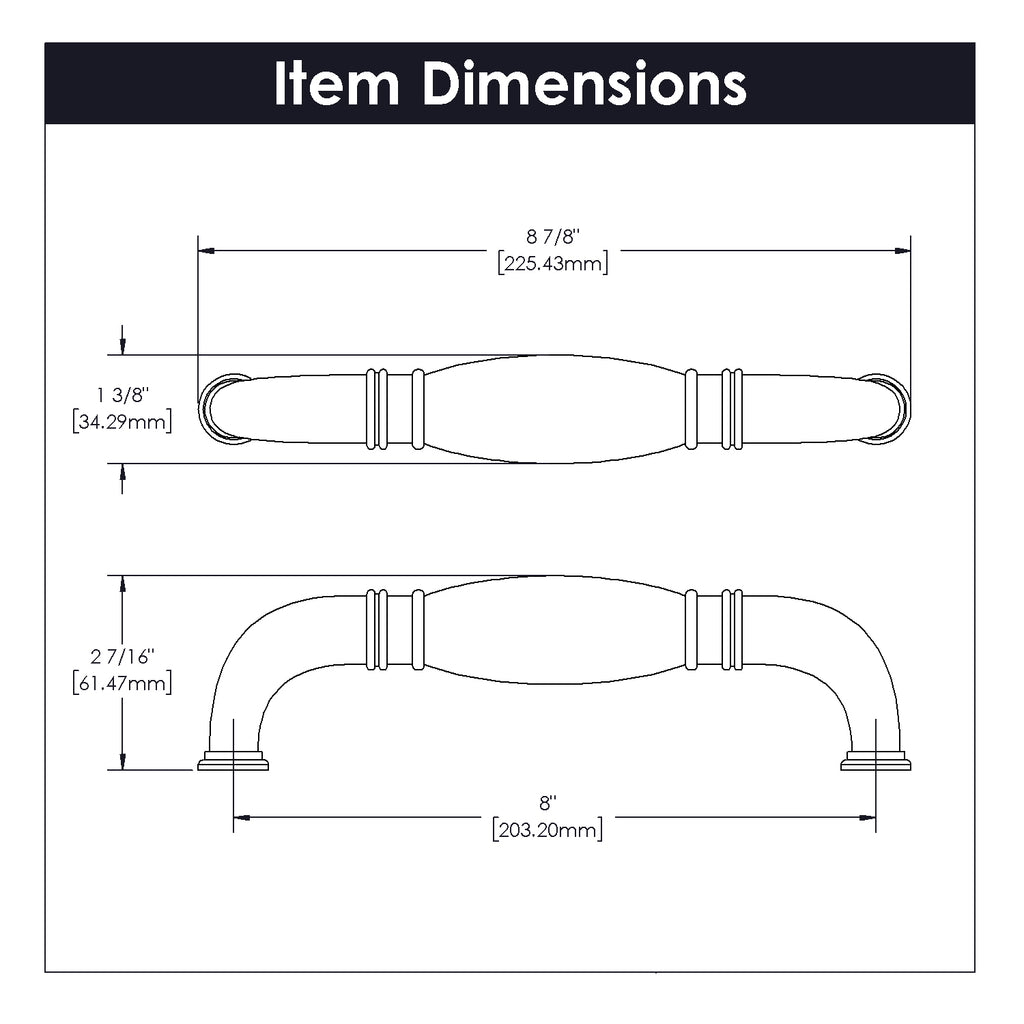 Williamsburg Appliance Pull, 8" C/C - CTG3507