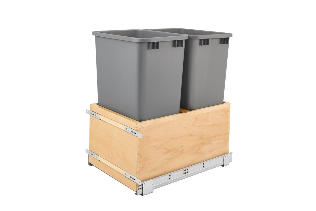 Full Height Pull Out Waste Basket Double 18"