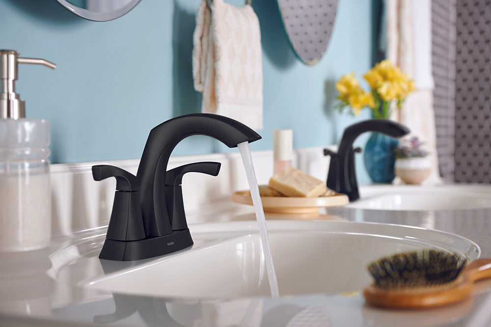 MOEN® Matte Black Two-Handle 4" Modern Centerset Bathroom Faucet