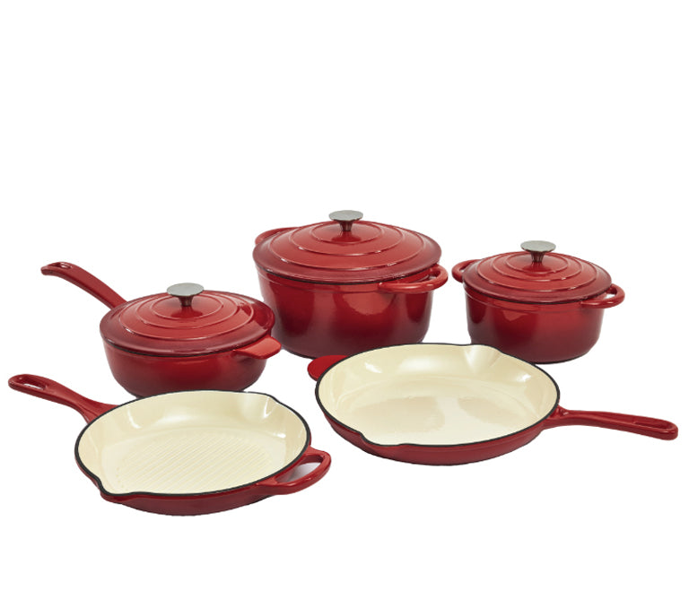 Cocinaware Red Enamel Cast Iron Fry Pan