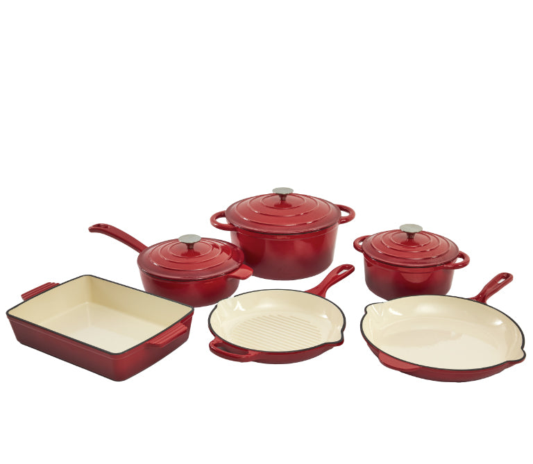 Red Mountain Valley Cast Iron Set, 9 Piece