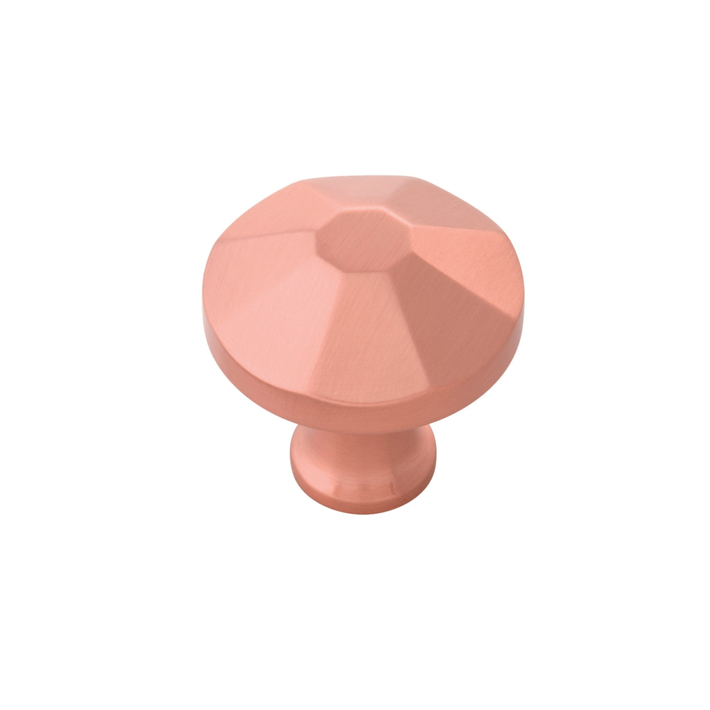 Facette Collection Knob 1-3/8 Inch Diameter Brushed Copper Finish