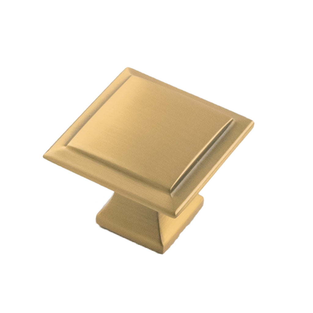 Studio II Collection Knob 1-1/4 Inch Square Brushed Golden Brass Finish