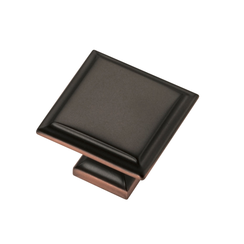 Studio II Collection Knob 1-1/4 Inch Square Oil-Rubbed Bronze Highlighted Finish