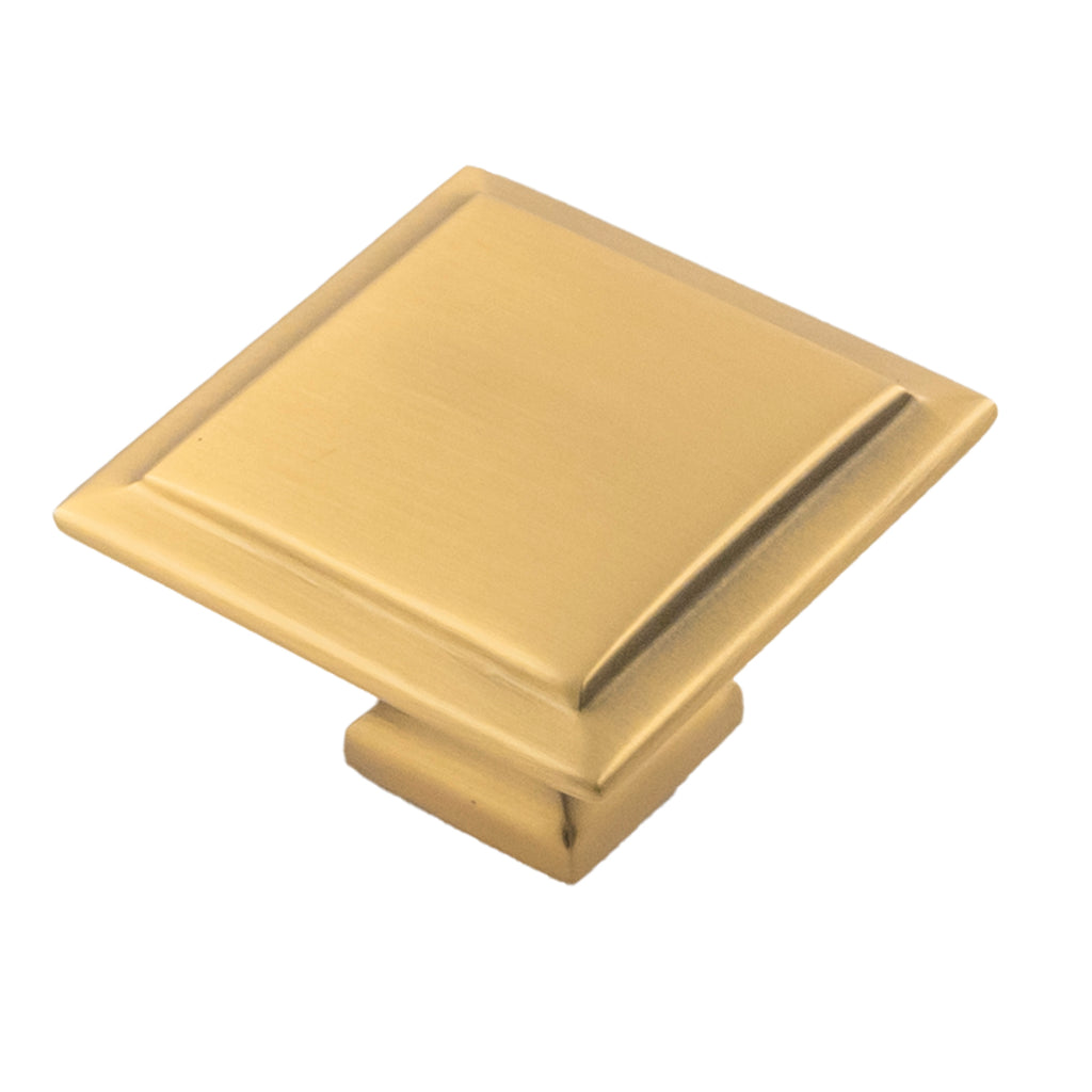 Studio II Collection Knob 1-1/2 Inch Square Brushed Golden Brass Finish