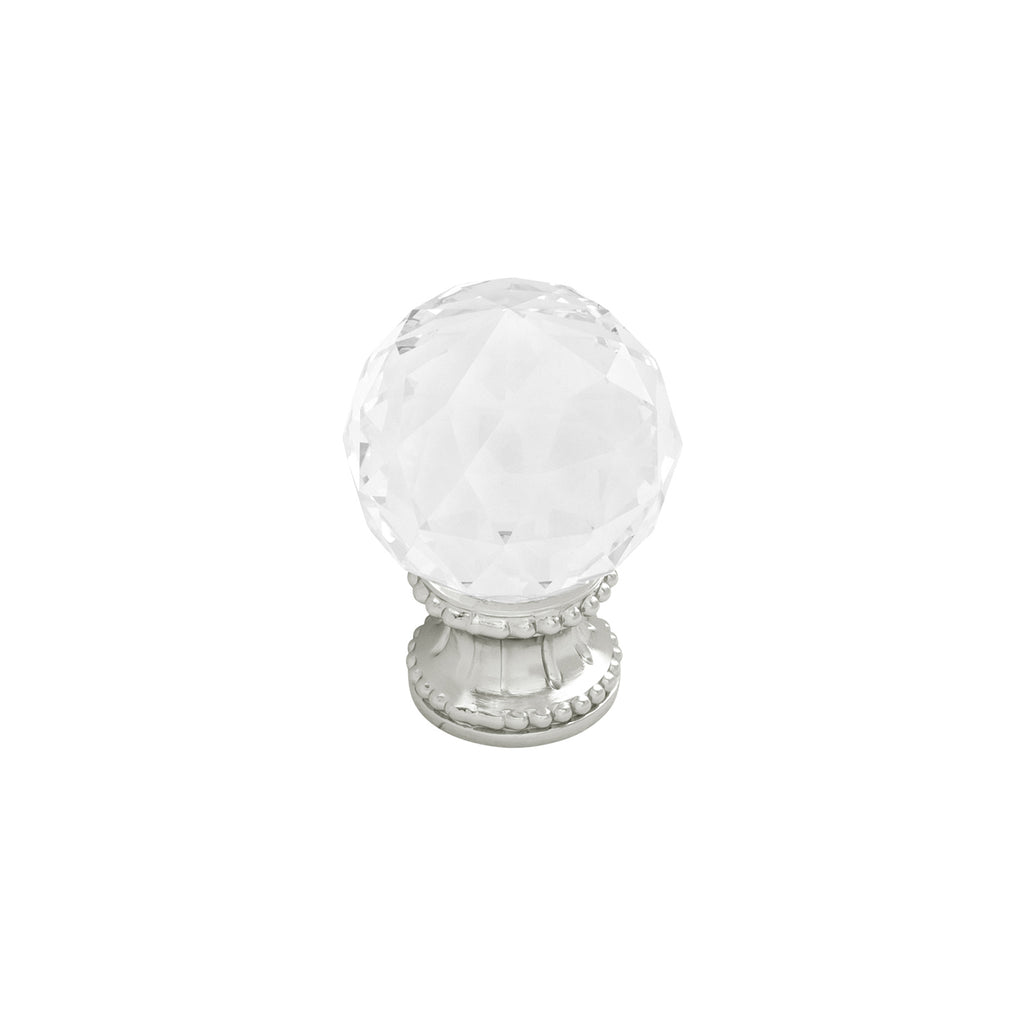 Chautauqua Collection Knob 1-3/8 Inch Diameter Glass with Polished Nickel Finish