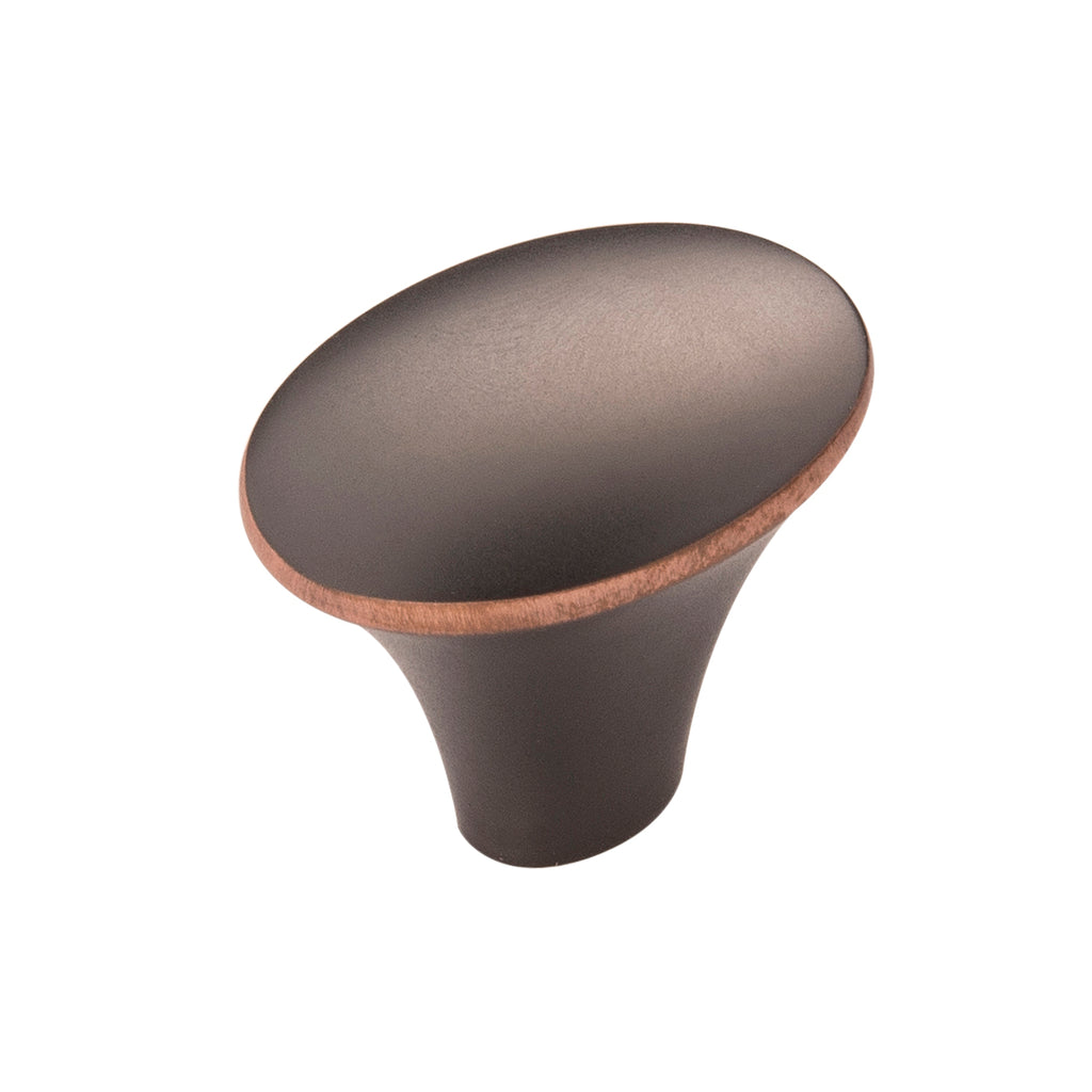 Olivet Collection Knob 1-7/16 Inch x 1-1/8 Inch Oval Oil-Rubbed Bronze Highlighted Finish