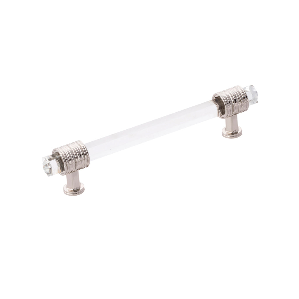 Chrysalis Collection Pull 5-1/16 Inch (128mm) Center to Center Polished Nickel with Glass Finish