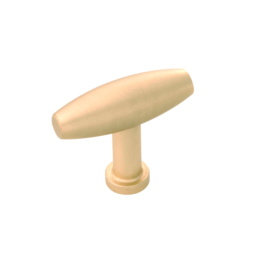 Wexler Collection T-Knob 1-1/2 Inch x 1/2 Inch Royal Brass Finish