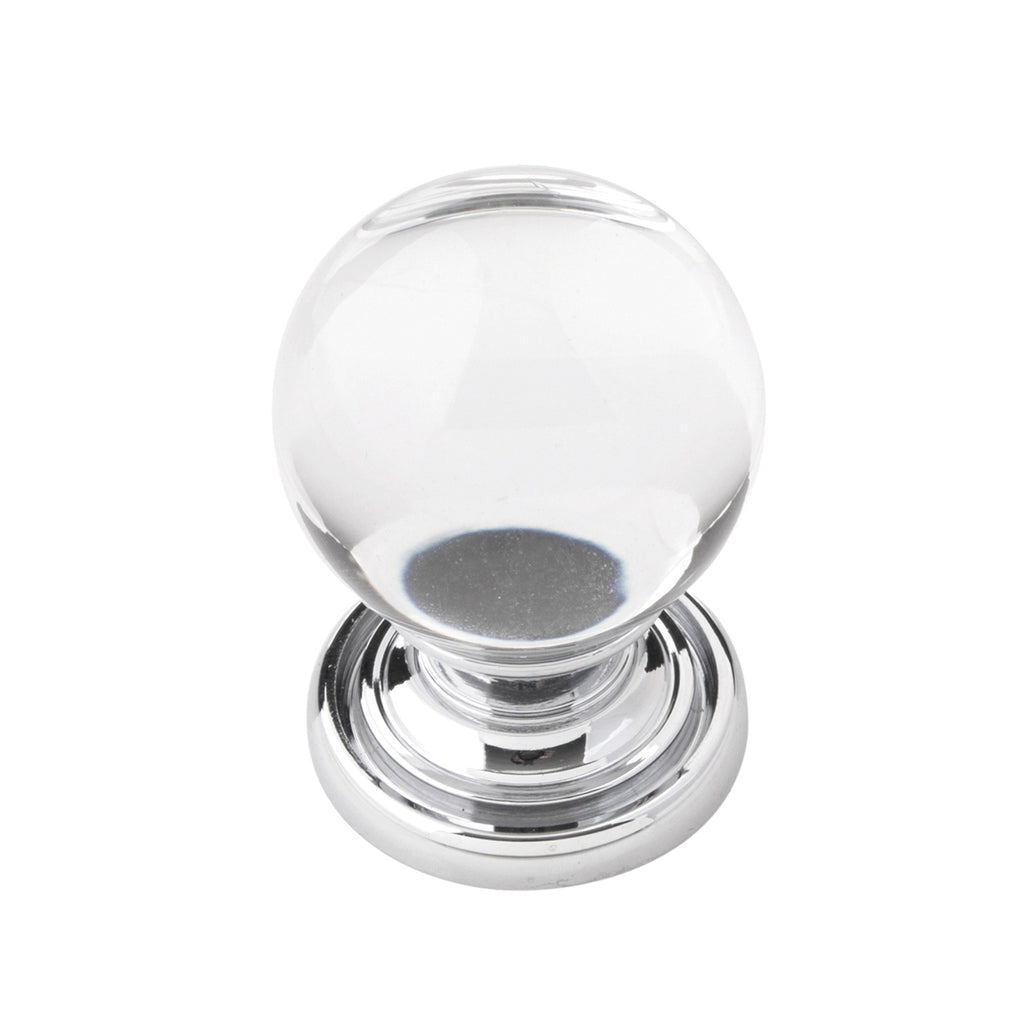 Luster Collection Knob 1-1/8 Inch Diameter Glass with Chrome Finish