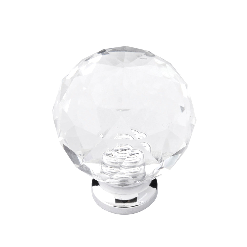 Luster Collection Knob 1-1/4 Inch Diameter Glass with Chrome Finish - CTG1998