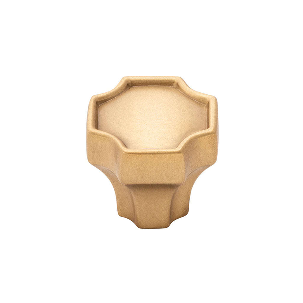 Monarch Collection Knob 1-1/4 Inch x 1-1/4 Inch Brushed Golden Brass Finish