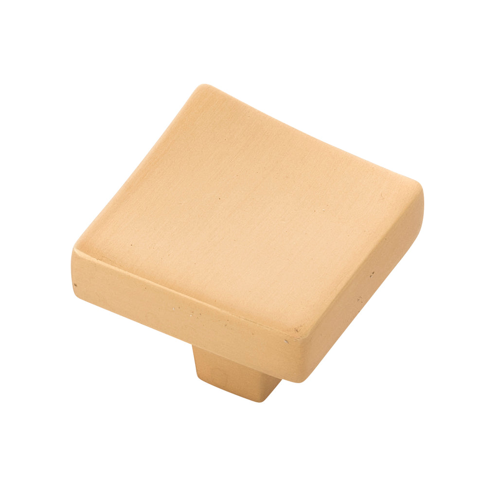 Flex Collection Knob 1-1/4 Inch Square Brushed Golden Brass Finish