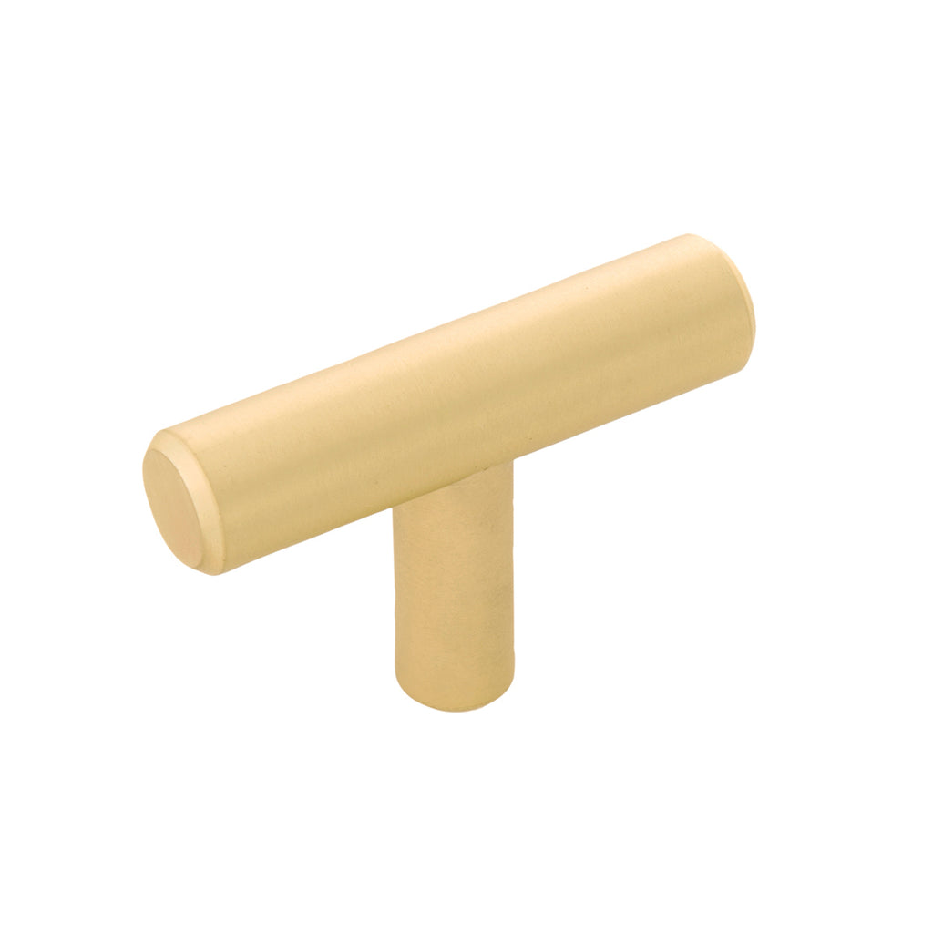 Contemporary Bar Pulls Collection T-Knob 2 Inch x 1/2 Inch Royal Brass Finish