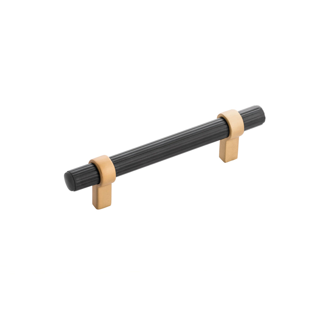 Sinclaire Collection Pull 3-3/4 Inch (96mm) Center to Center Matte Black & Brushed Golden Brass Finish