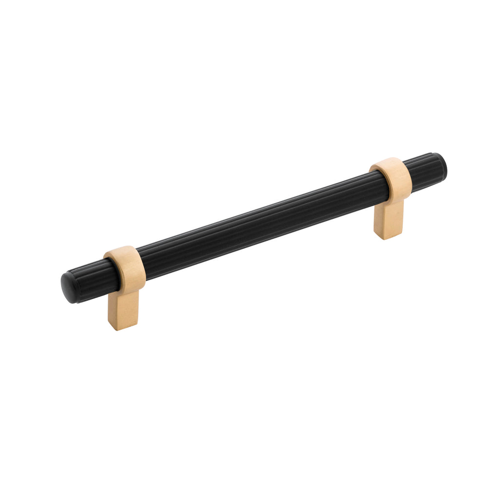 Sinclaire Collection Pull 5-1/16 Inch (128mm) Center to Center Matte Black & Brushed Golden Brass Finish