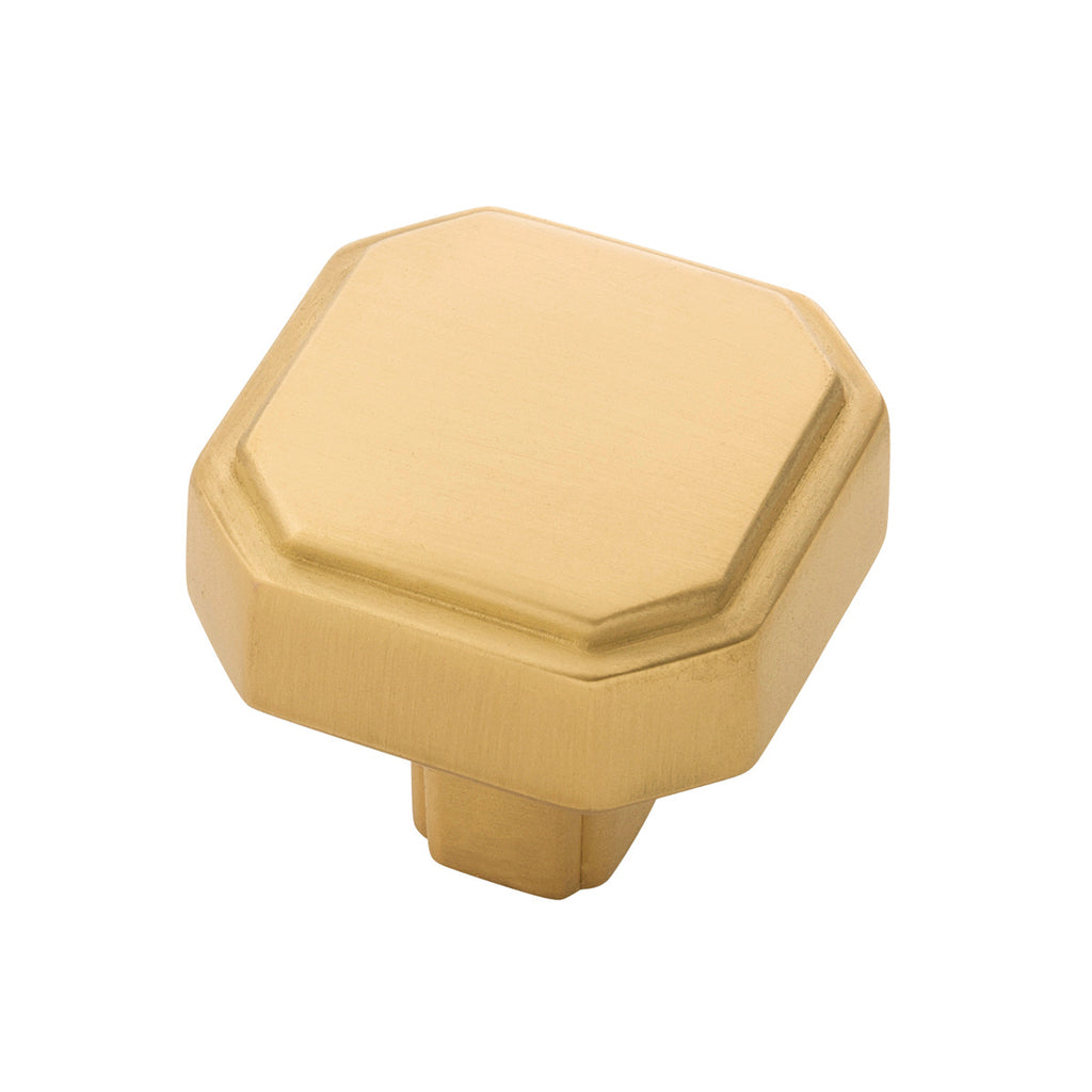 Monroe Collection Knob 1-5/16 Inch x 1-5/16 Inch Brushed Golden Brass Finish