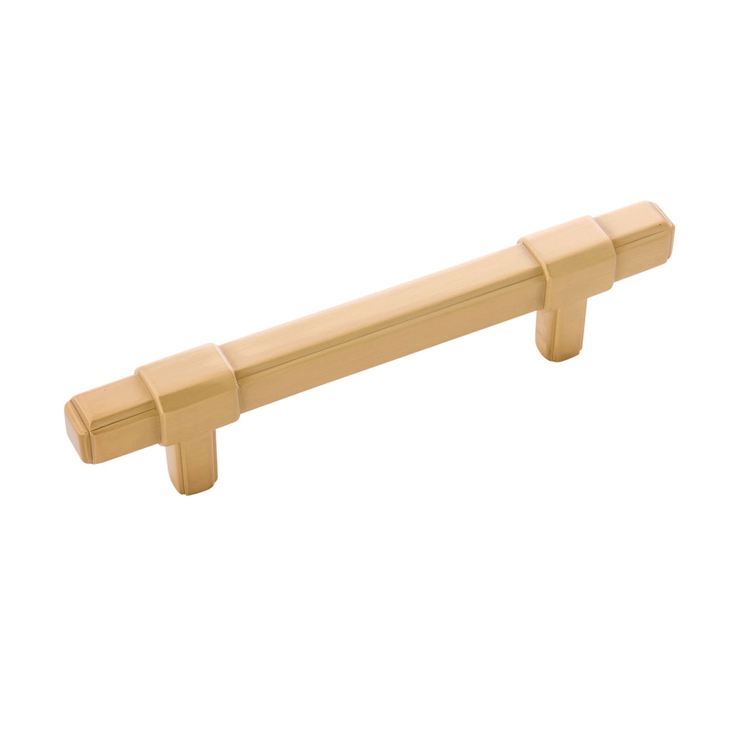 Monroe Collection Pull 3-3/4 Inch (96mm) Center to Center Brushed Golden Brass Finish