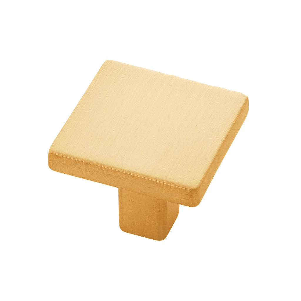 Emerge Collection Knob 1-5/16 Inch Square Brushed Golden Brass Finish
