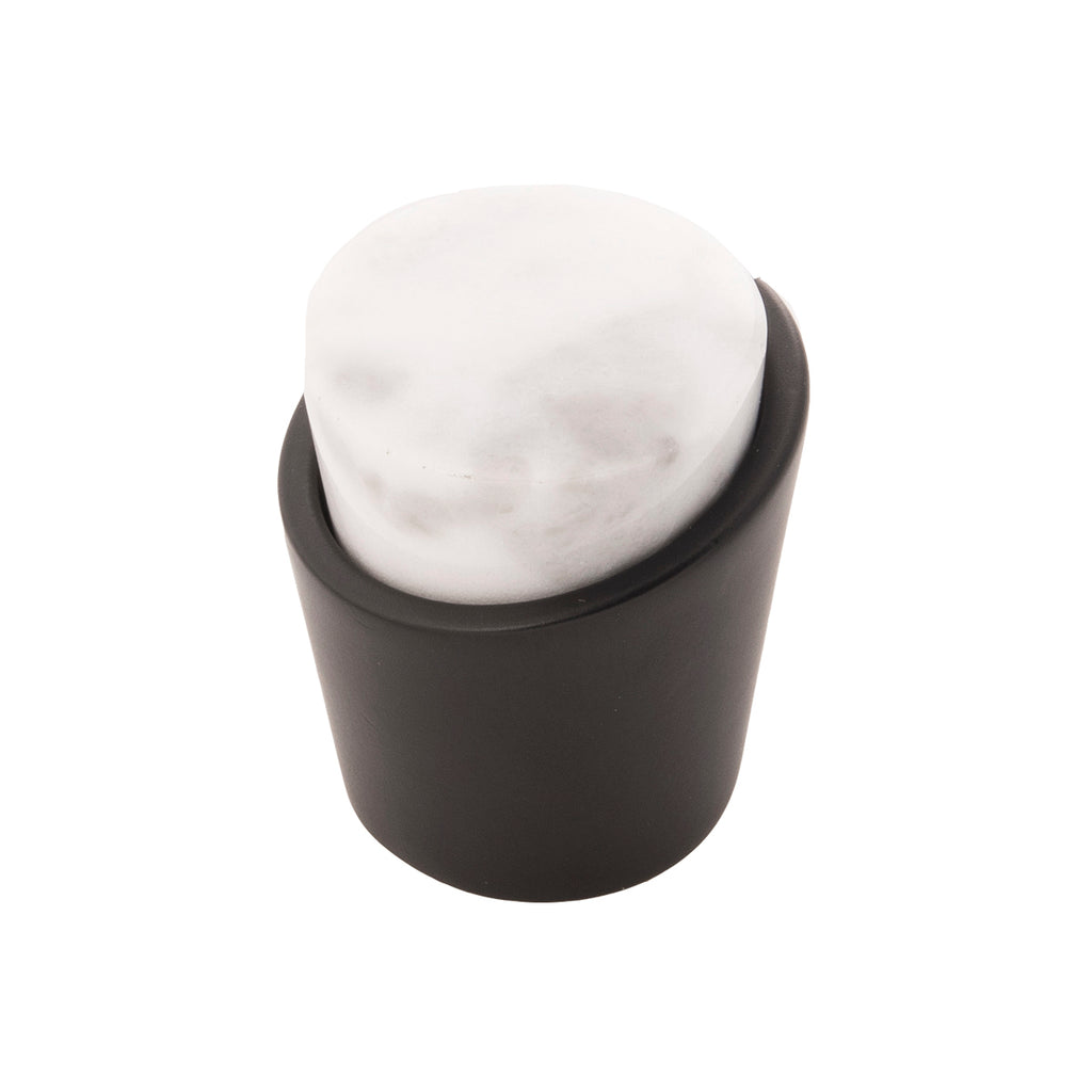 Firenze Collection Knob 1-1/4 Inch Diameter White Marble with Oil-Rubbed Bronze Finish