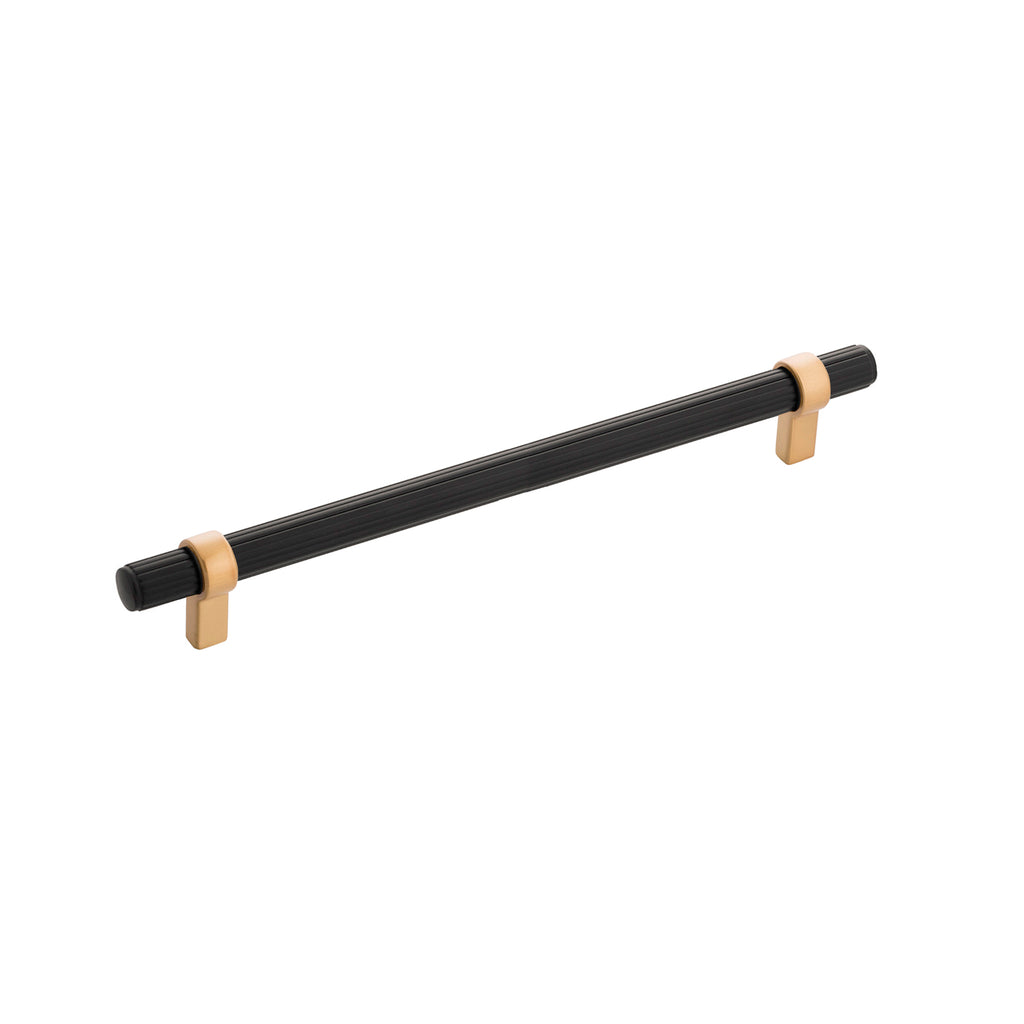 Sinclaire Collection Pull 8-13/16 Inch (224mm) Center to Center Matte Black & Brushed Golden Brass Finish