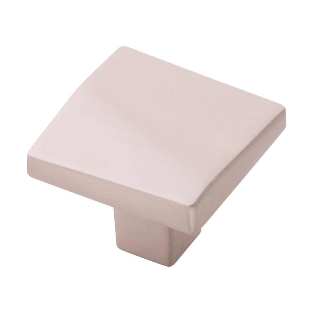 Veer Collection Knob 1-3/8 Inch Square Satin Nickel Finish