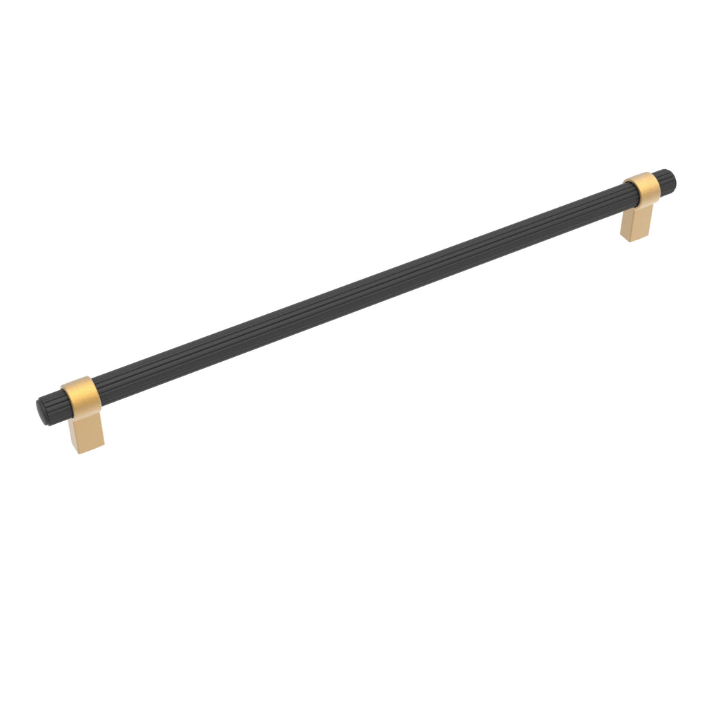 Sinclaire Collection Appliance Pull 18 Inch Center to Center Matte Black & Brushed Golden Brass Finish