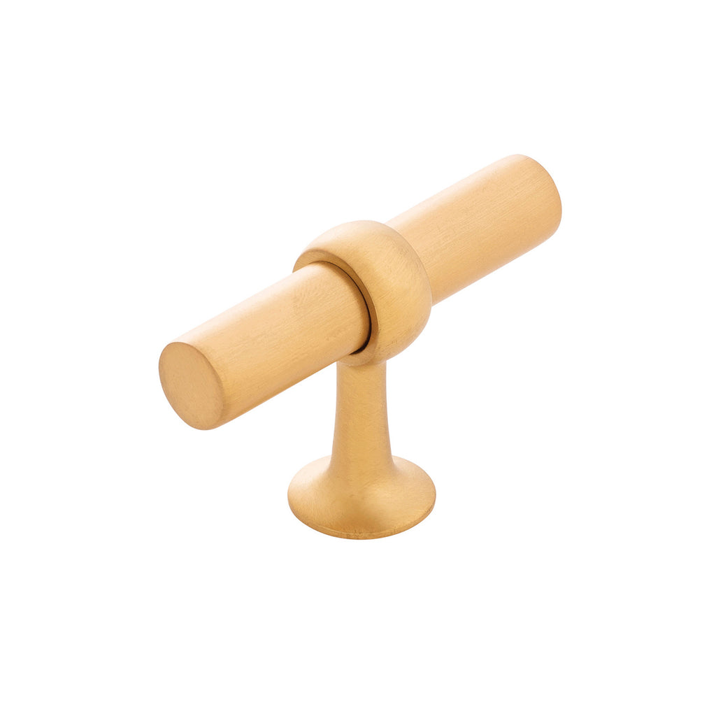 Ostia Collection T-Knob 2-1/2 Inch X 13/16 Inch Brushed Golden Brass Finish
