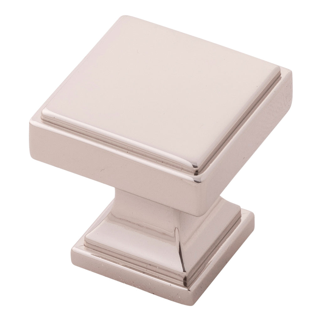 Brownstone Collection Knob 1-1/8 Inch Square Polished Nickel Finish