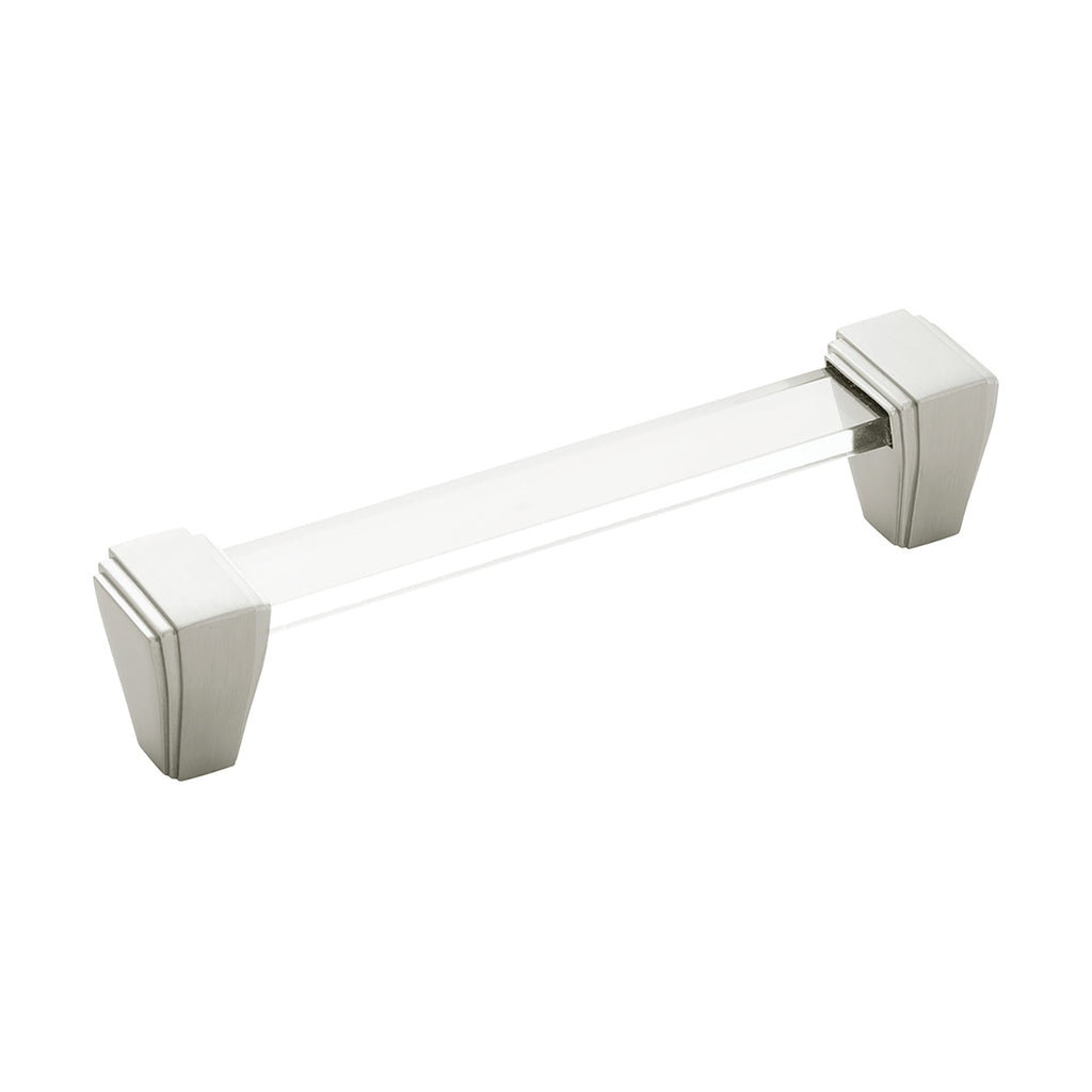 Belleclaire Collection Pull 5-1/16 Inch (128mm) Center to Center Crysacrylic with Satin Nickel Finish