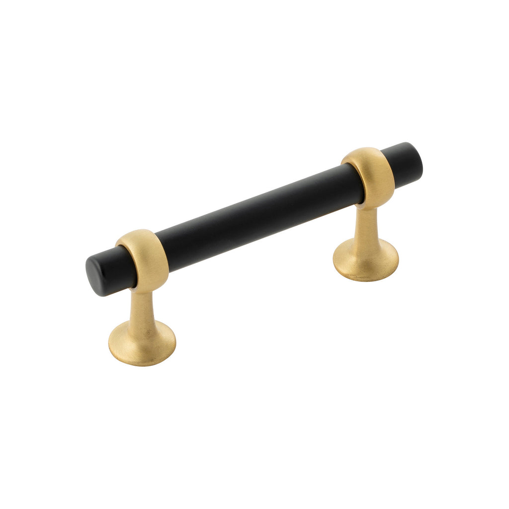 Ostia Collection Pull 3 Inch Center to Center Matte Black and Brushed Golden Brass Finish