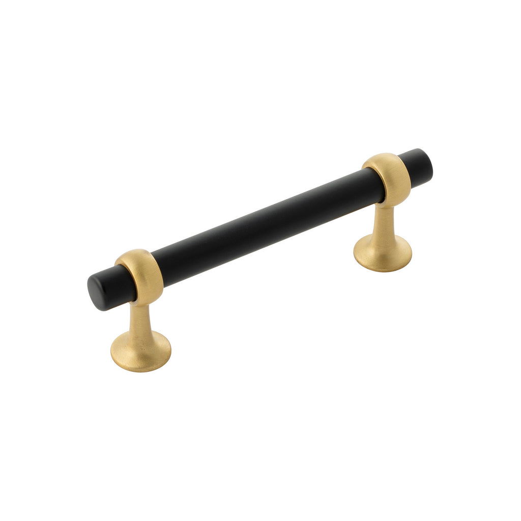 Ostia Collection Pull 3-3/4 Inch (96mm) Center to Center Matte Black and Brushed Golden Brass Finish