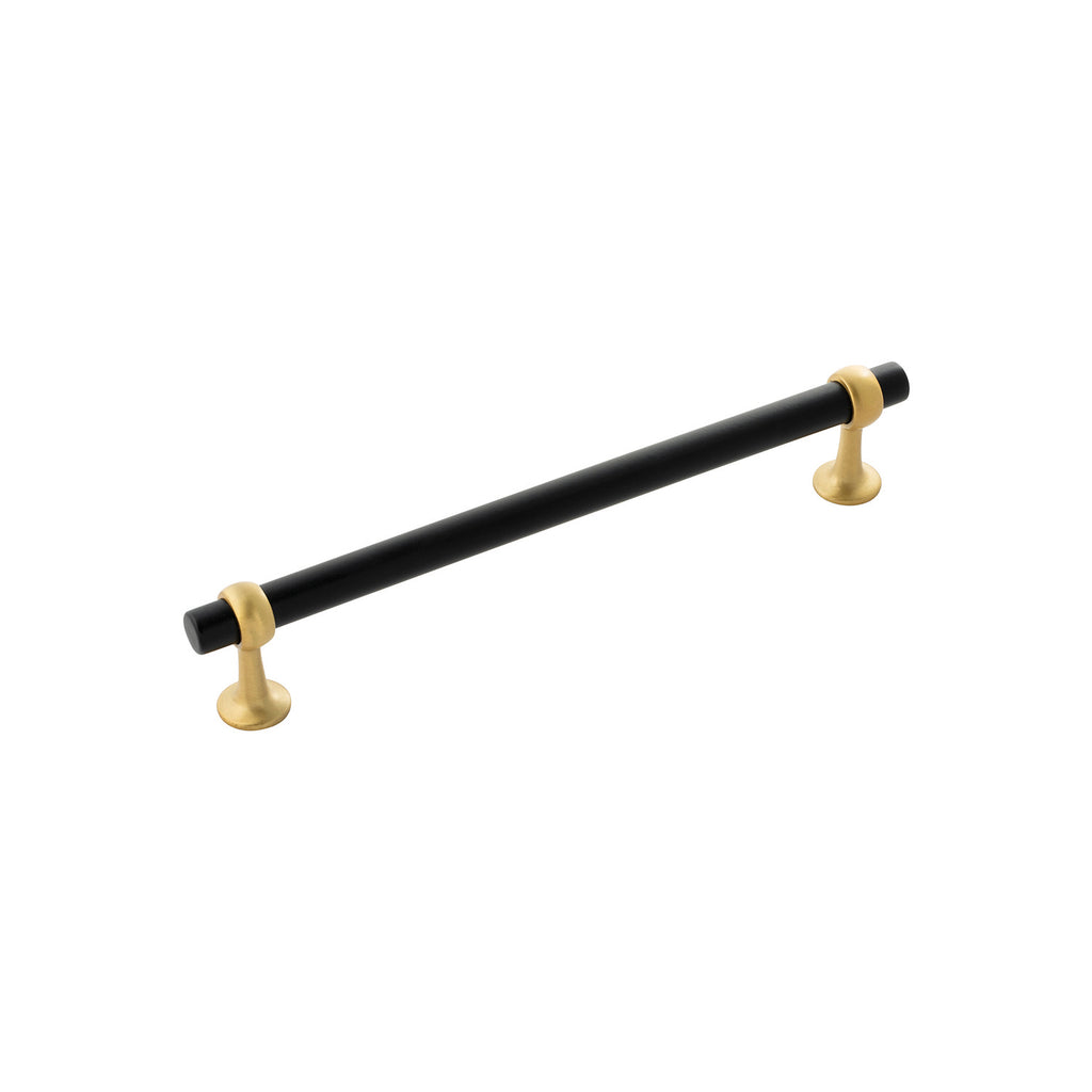 Ostia Collection Pull 7-9/16 Inch (192mm) Center to Center Matte Black and Brushed Golden Brass Finish