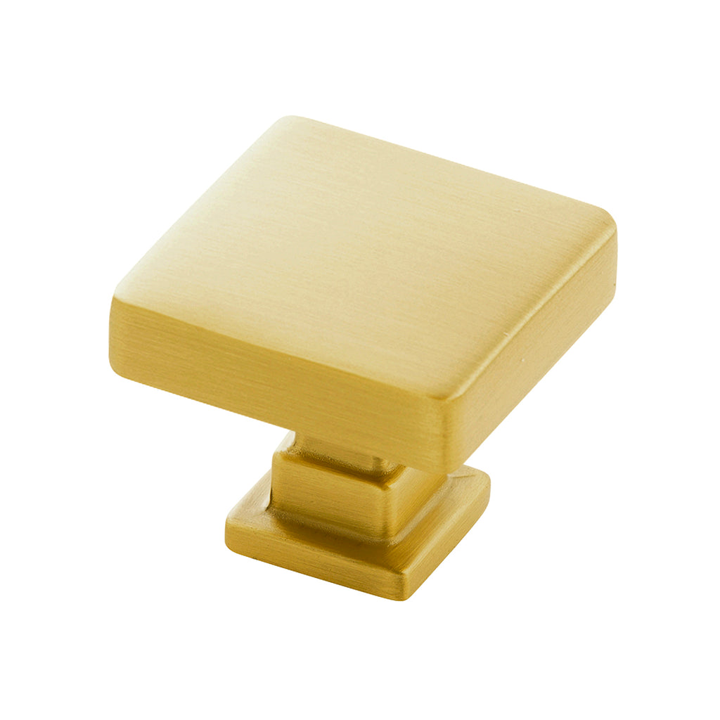 Brighton Collection Knob 1-1/4 Inch Square Brushed Golden Brass Finish