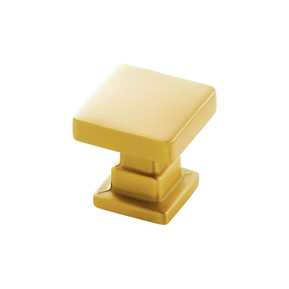 Brighton Collection Knob 1 Inch Square Brushed Golden Brass Finish