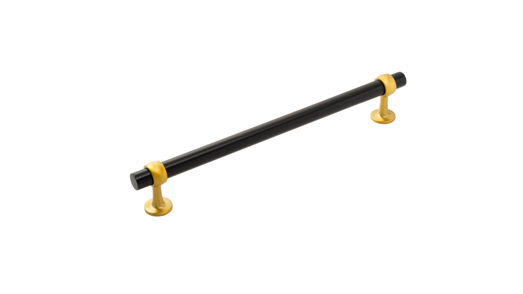 Ostia Collection Appliance Pull 12 Inch Center to Center Matte Black & Brushed Golden Brass Finish
