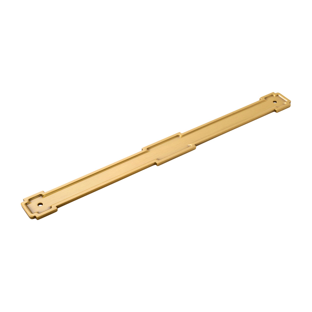 Coventry Collection Pull Backplate 12 Inch Center to Center Brushed Golden Brass Finish