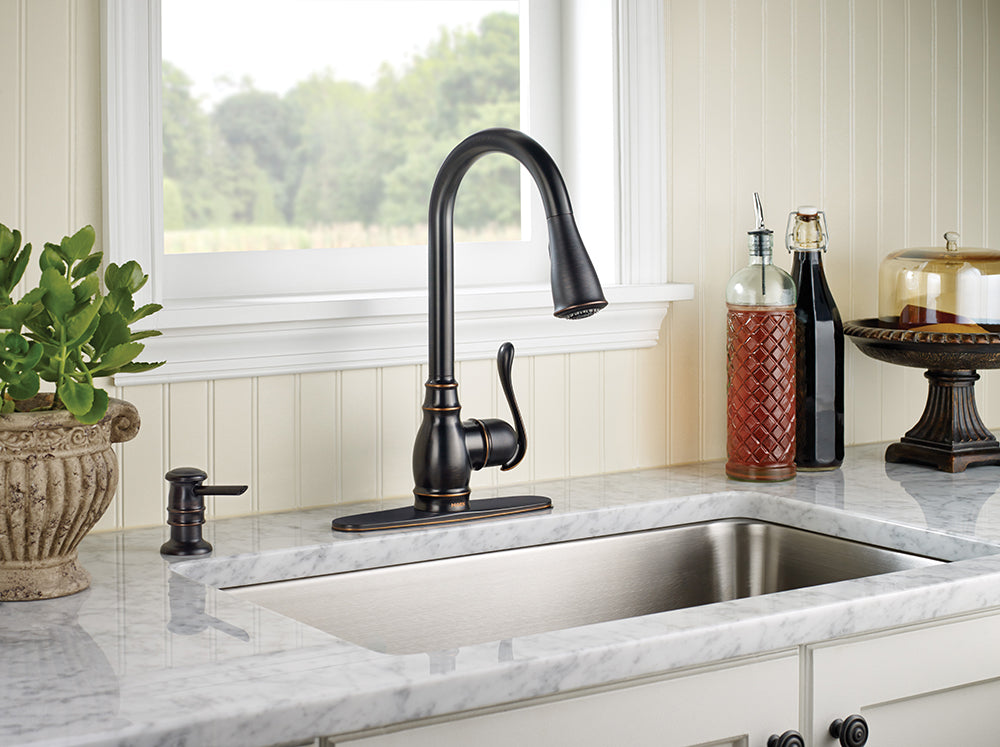 Moen® MD Bronze Traditional Pull Down Kitchen Faucet