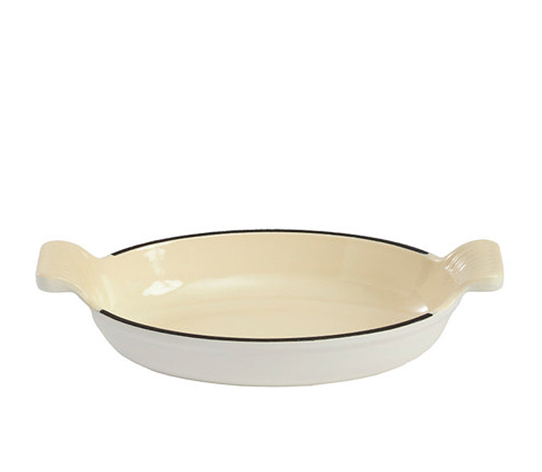 Enameled Cast Iron 10" x 6" Oval Baking Dish - White