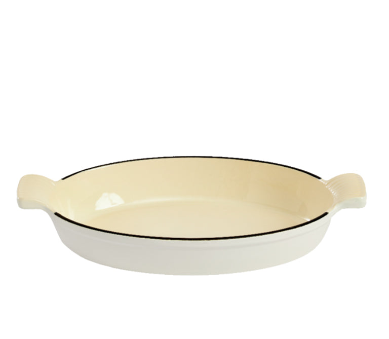 Enameled Cast Iron 11 x 7 Oval Baking Dish - White