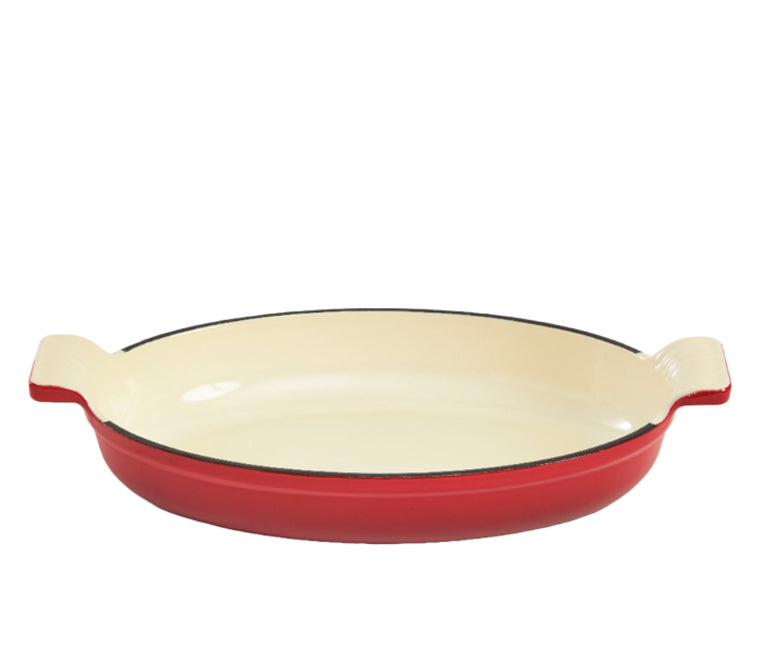 Enameled Cast Iron 11" x 7" Oval Baking Dish - Red