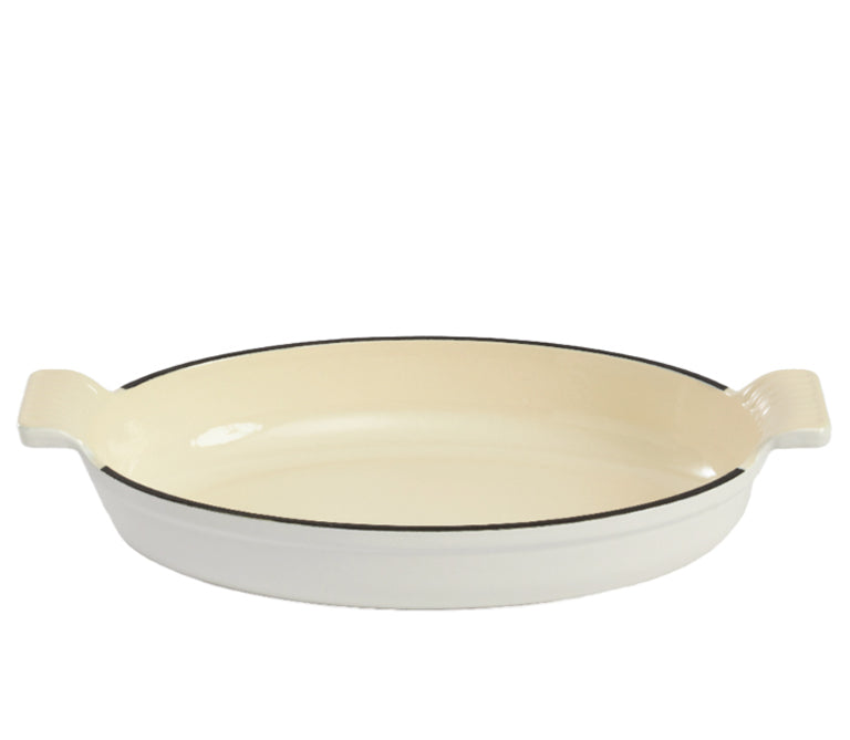 Enameled Cast Iron 13 1/4" x 8" Oval Baking Dish - White